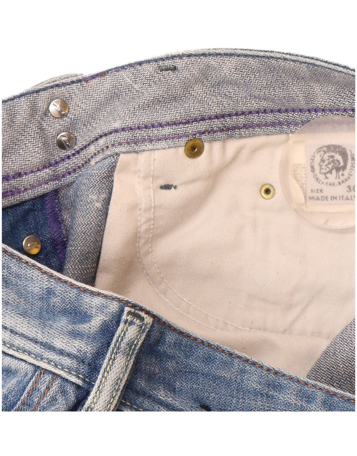 Jeans retos femininos diesel desgastados W30 L29 algodão azul