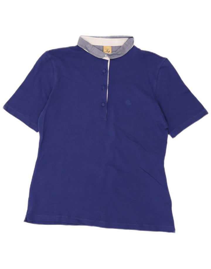 Camisa polo feminina Fay UK 14 grande algodão azul