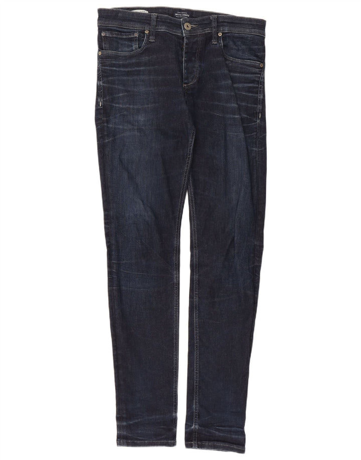 Jack & Jones Masculino GLENN Slim Jeans W32 L32 Azul Marinho Algodão