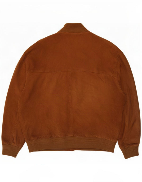 Vintage Mens Suede Bomber Jacket UK 40 Large Brown Leather