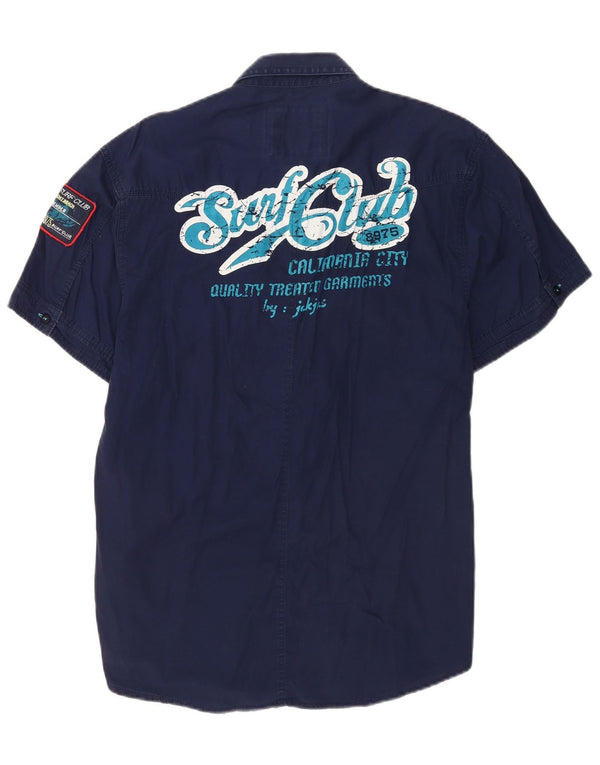 Camisa masculina gráfica de manga curta Jack & Jones XL azul marinho algodão