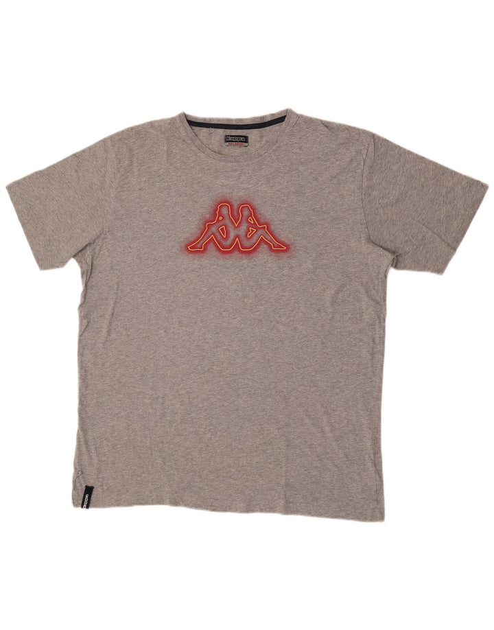 Camiseta gráfica masculina Kappa Top 2XL algodão cinza