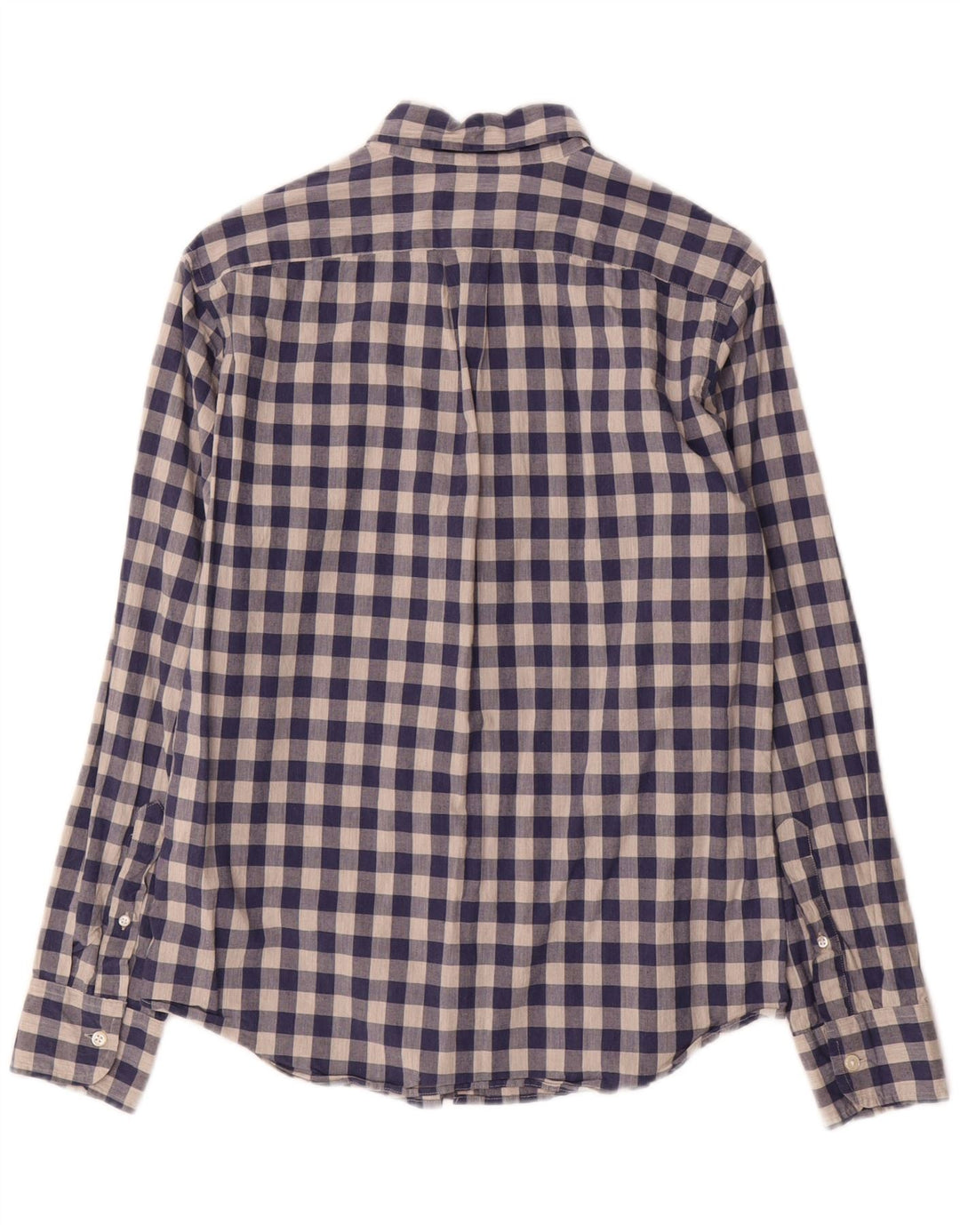 J. CREW Camisa masculina slim pequena algodão guingão azul marinho