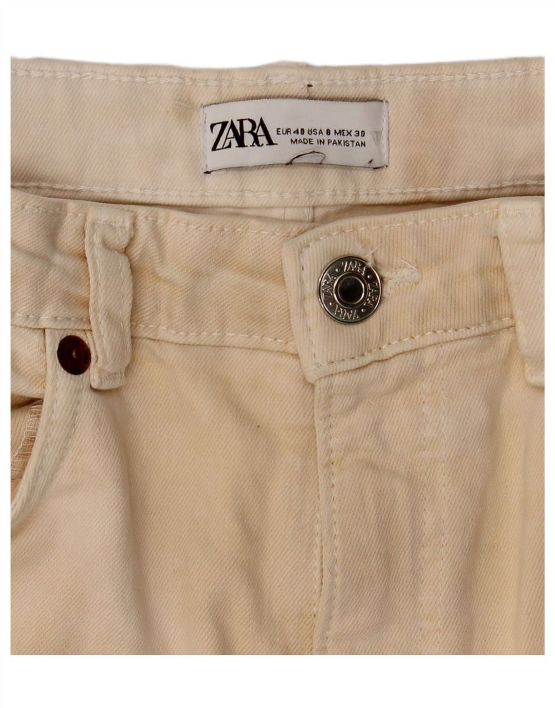 Calça casual feminina Zara Bootcut EU 40 Médio W30 L26 Bege