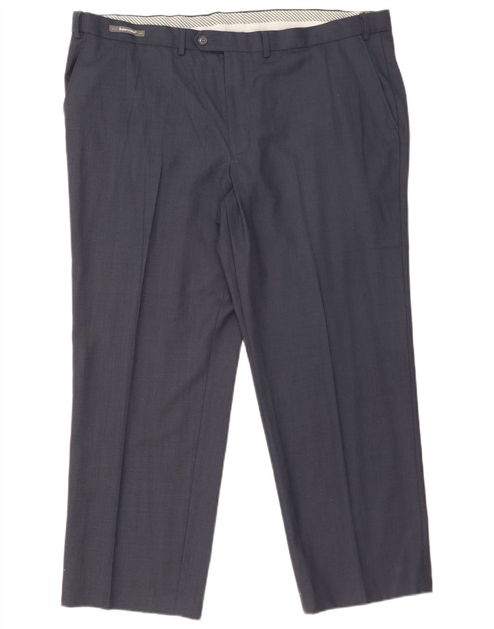 Calça masculina de terno reto MARKS & SPENCER W44 L29 azul poliéster