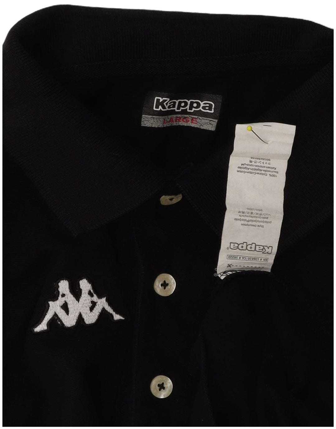 Camisa polo masculina Kappa grande algodão preto