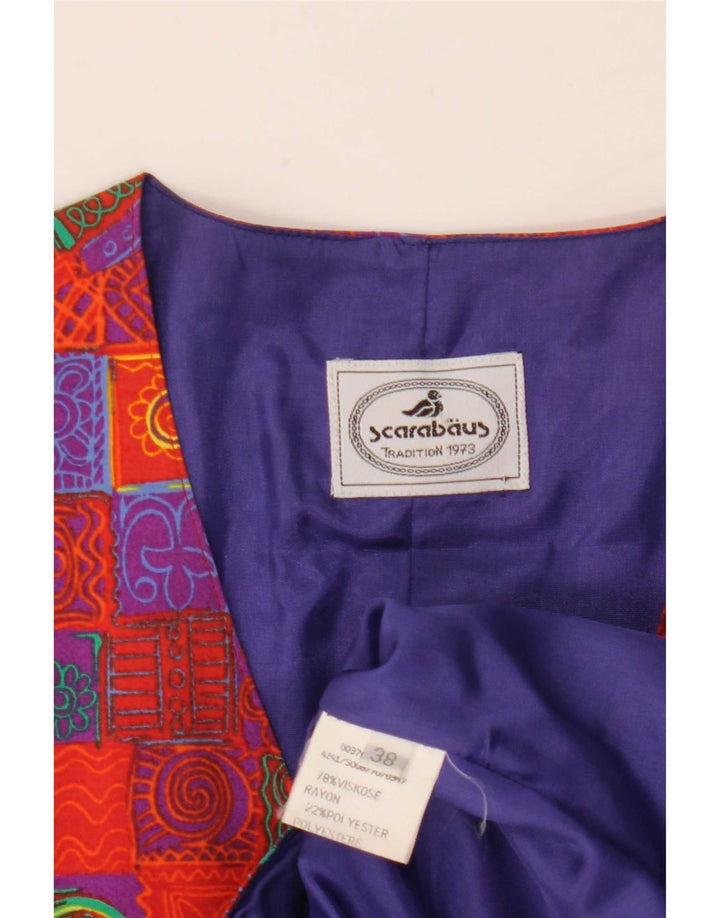 Colete feminino vintage UE 38 médio vermelho patchwork viscose