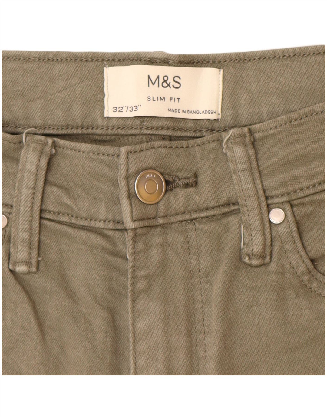 Marks & Spencer Mens Jeans Slim W32 L33 Algodão Cáqui