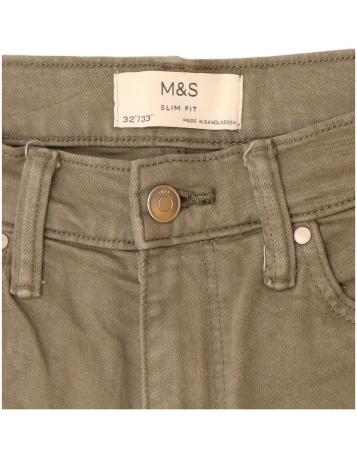 Marks & Spencer Mens Jeans Slim W32 L33 Algodão Cáqui