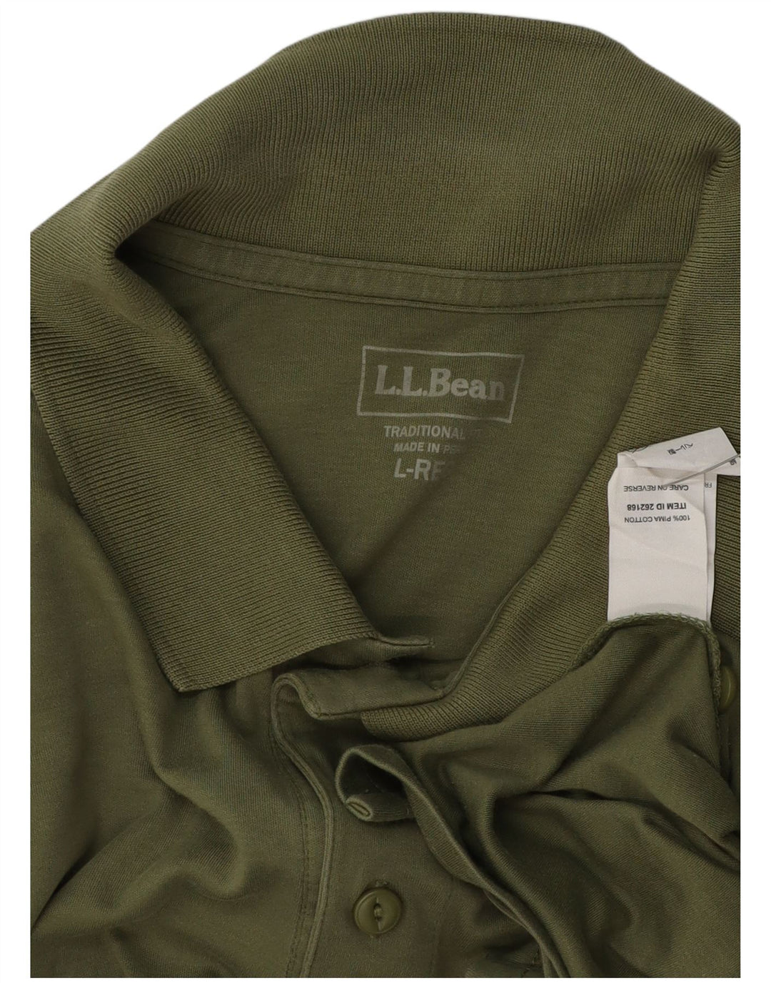Camisa polo masculina de ajuste tradicional L.L.BEAN grande algodão verde