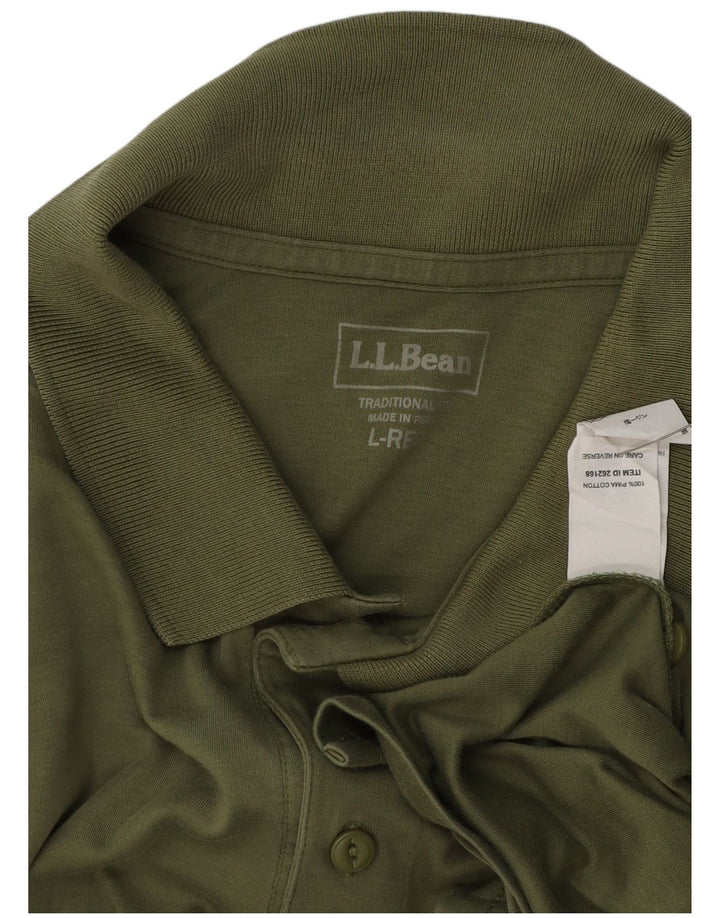 Camisa polo masculina de ajuste tradicional L.L.BEAN grande algodão verde