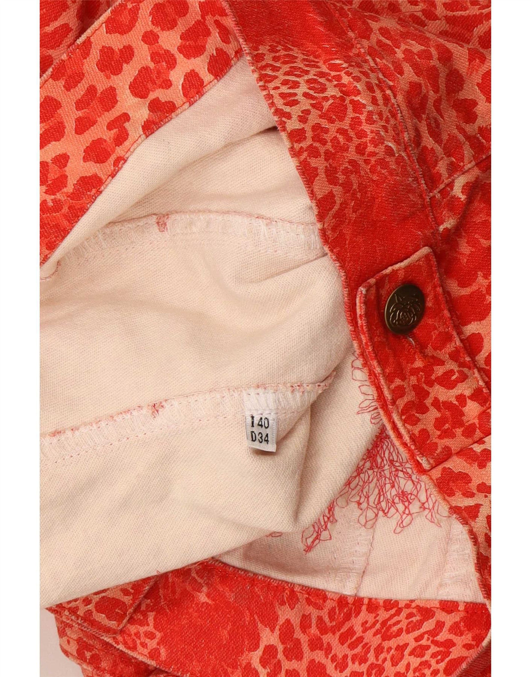 Jaqueta jeans feminina Blumarine IT 40 pequena estampa animal vermelha