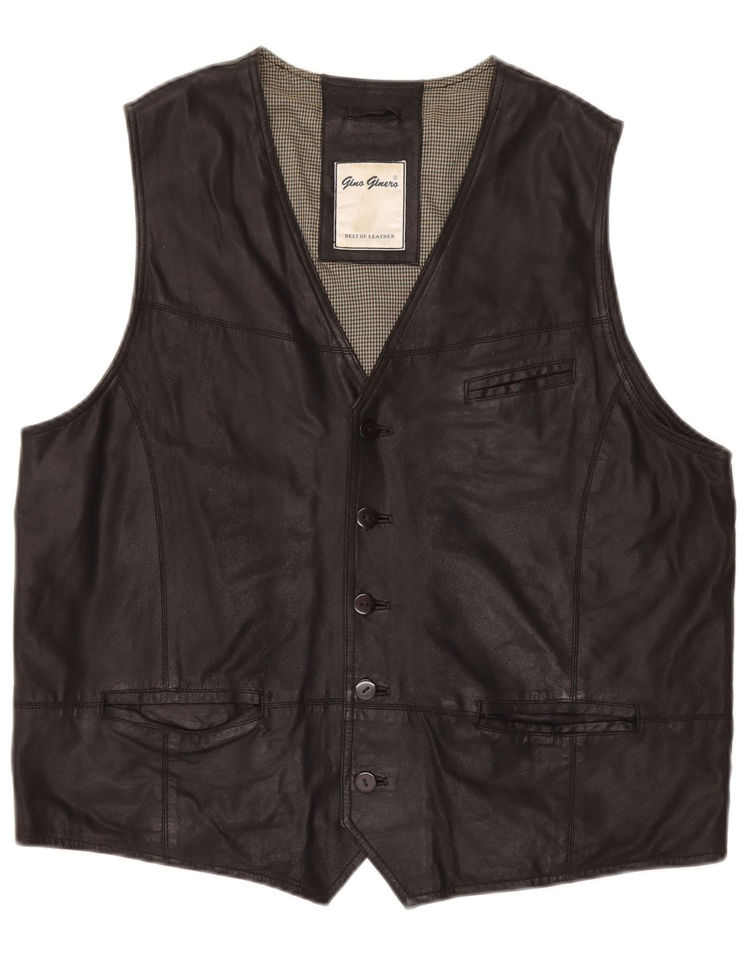 Colete de couro masculino VINTAGE grande couro preto