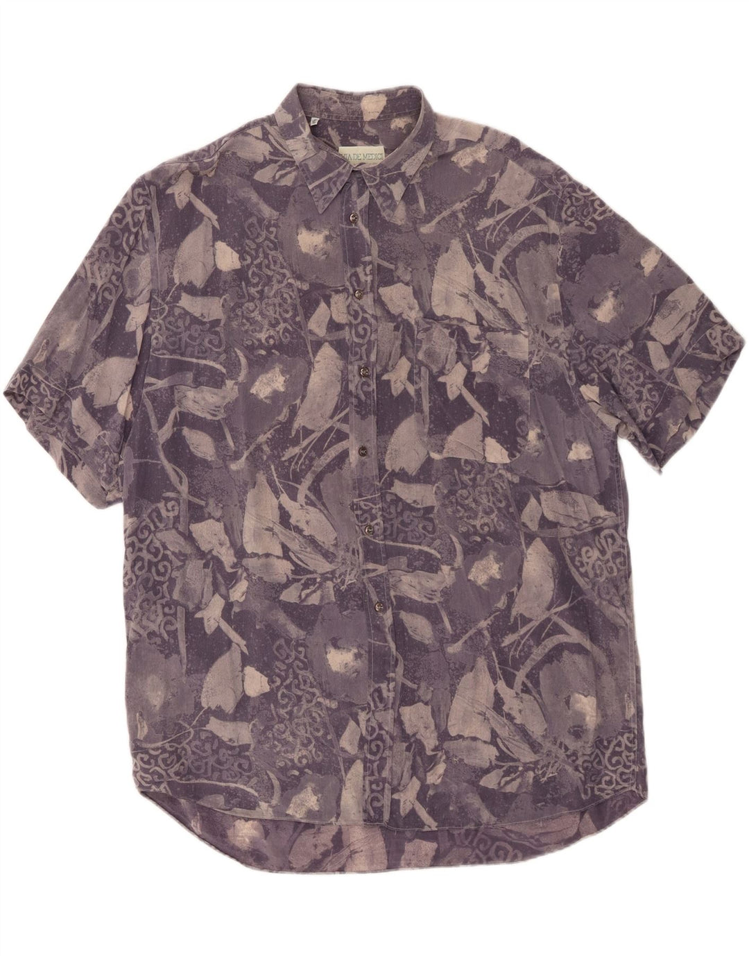Camisa masculina VINTAGE de manga curta com padrão abstrato XL azul