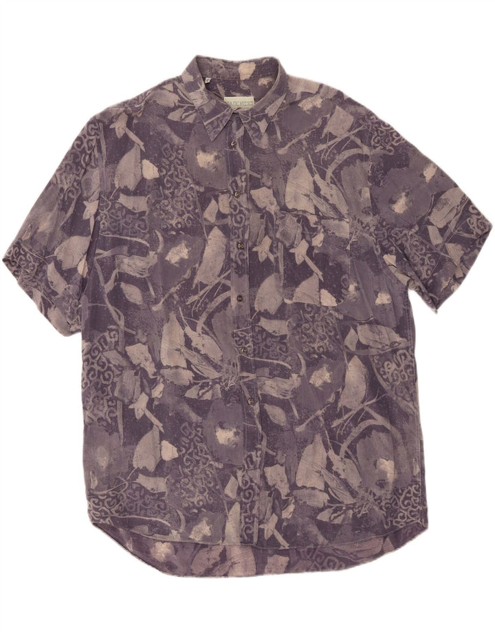 Camisa masculina VINTAGE de manga curta com padrão abstrato XL azul