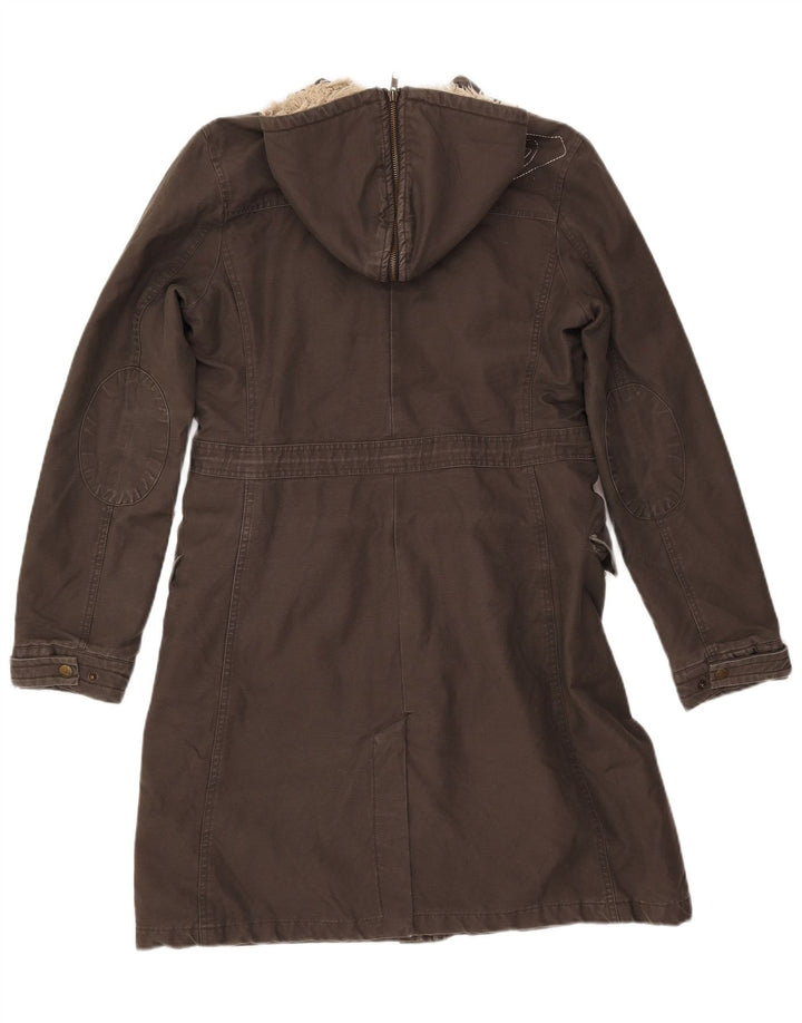 Jaqueta feminina ROXY Sherpa Parka com capuz Reino Unido 14 algodão cinza médio