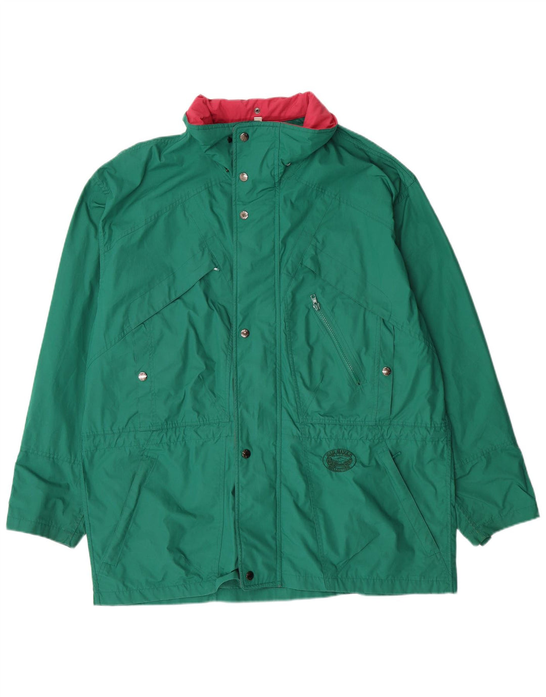 Jaqueta corta-vento masculina vintage UK 42 XL poliéster verde