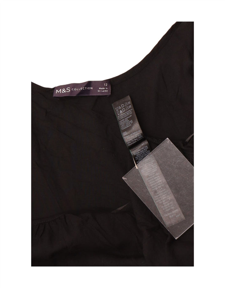 Vestido deslizante feminino Marks & Spencer Reino Unido 12 viscose preta média