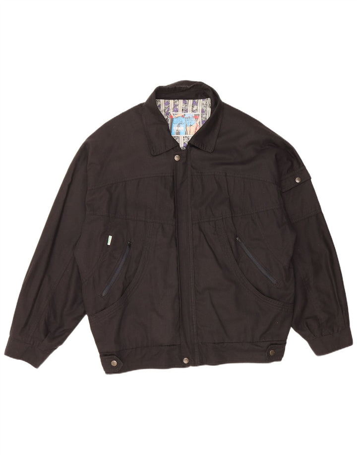 Jaqueta bomber masculina VINTAGE UK 40 grande algodão preto