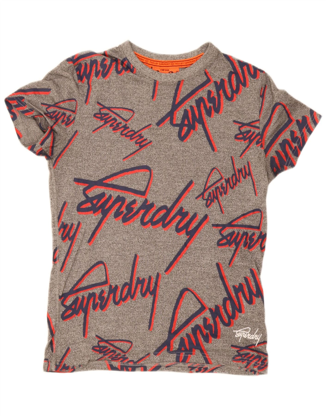 Superdry camiseta masculina gráfica top pequeno algodão manchado cinza