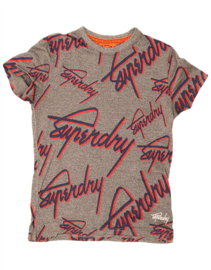 Superdry camiseta masculina gráfica top pequeno algodão manchado cinza