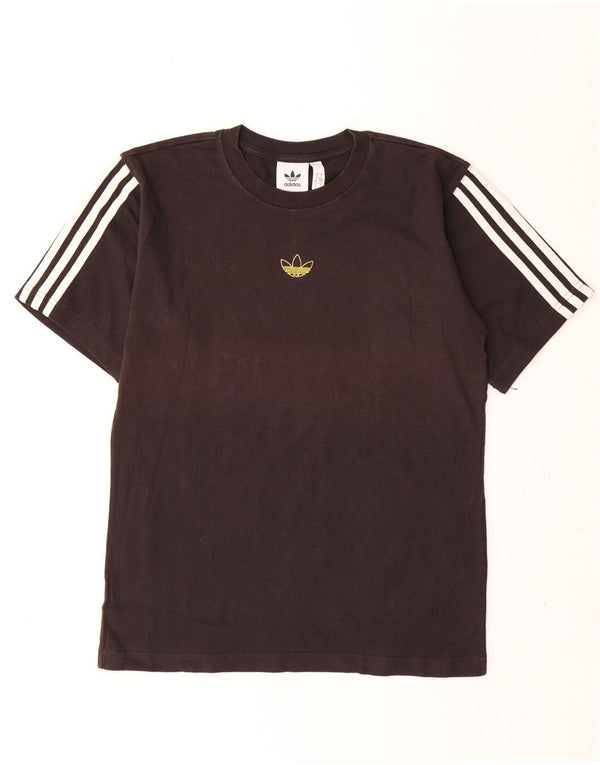 Adidas Mens Camiseta Top Pequeno Algodão Preto