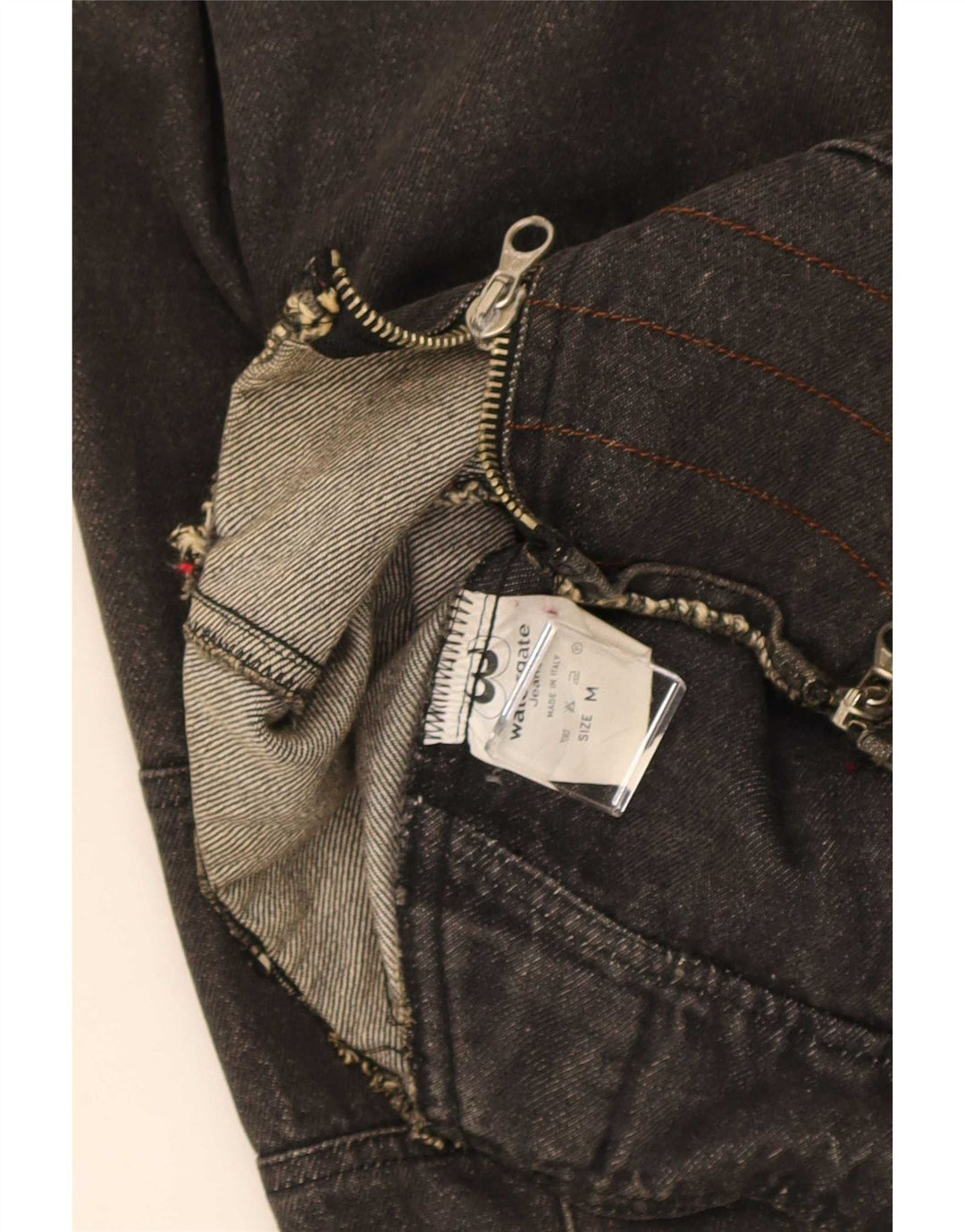 Jaqueta jeans feminina vintage de grandes dimensões para motociclista Reino Unido 14 algodão preto médio
