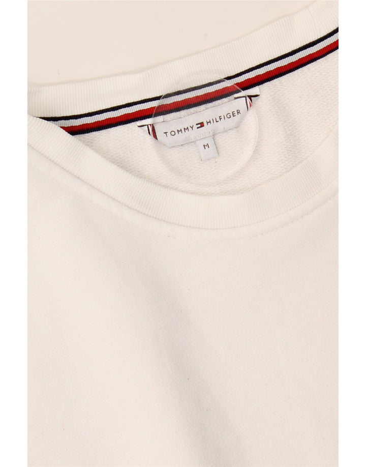 TOMMY HILFIGER Womens Sweatshirt Jumper UK 14 Medium White Cotton Vintage Tommy Hilfiger and Second-Hand Tommy Hilfiger from Messina Hembry 