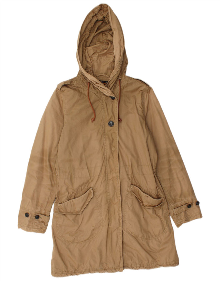 Jaqueta Parka Feminina Woolrich com Capuz Reino Unido 10 Pequeno Algodão Marrom
