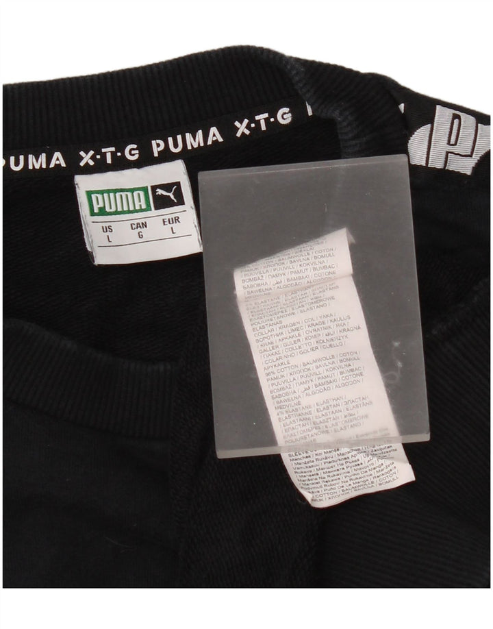Puma moletom masculino gráfico jumper grande algodão colorblock preto