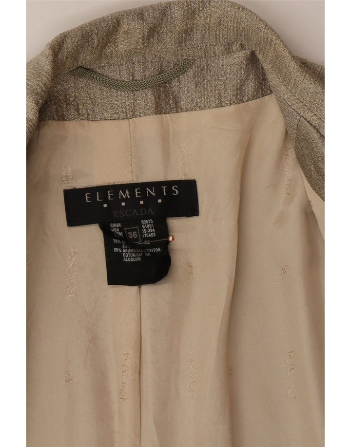 ESCADA Womens Elements Longline 1 Button Blazer Jacket EU 36 Small Gold