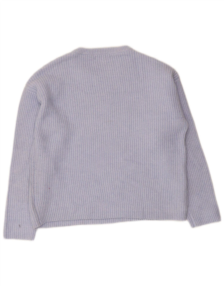 Suéter feminino Marks & Spencer com gola redonda Reino Unido 14 poliéster azul médio