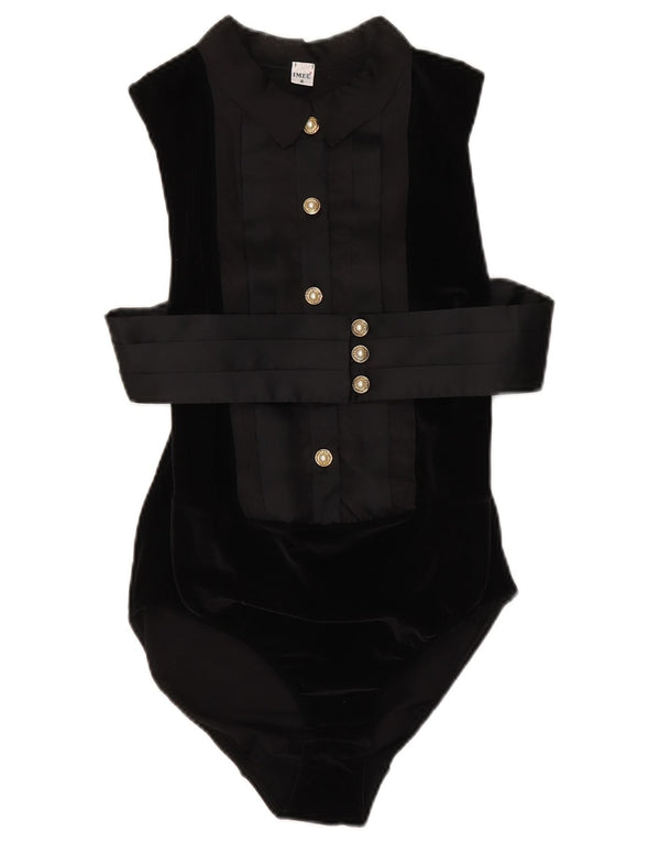 IMEC Womens Velvet Sleeveless Bodysuit IT 48 XL Black