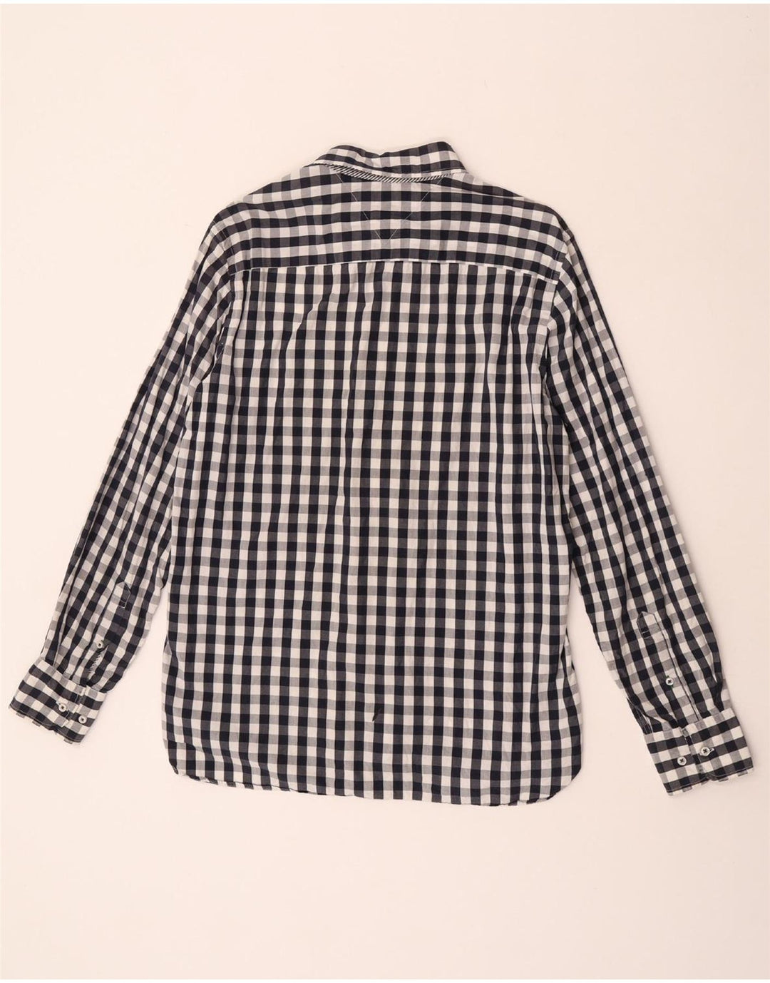 Tommy Hilfiger Mens Custom Fit Camisa Tamanho 15 1/2 16 Médio Azul Gingham