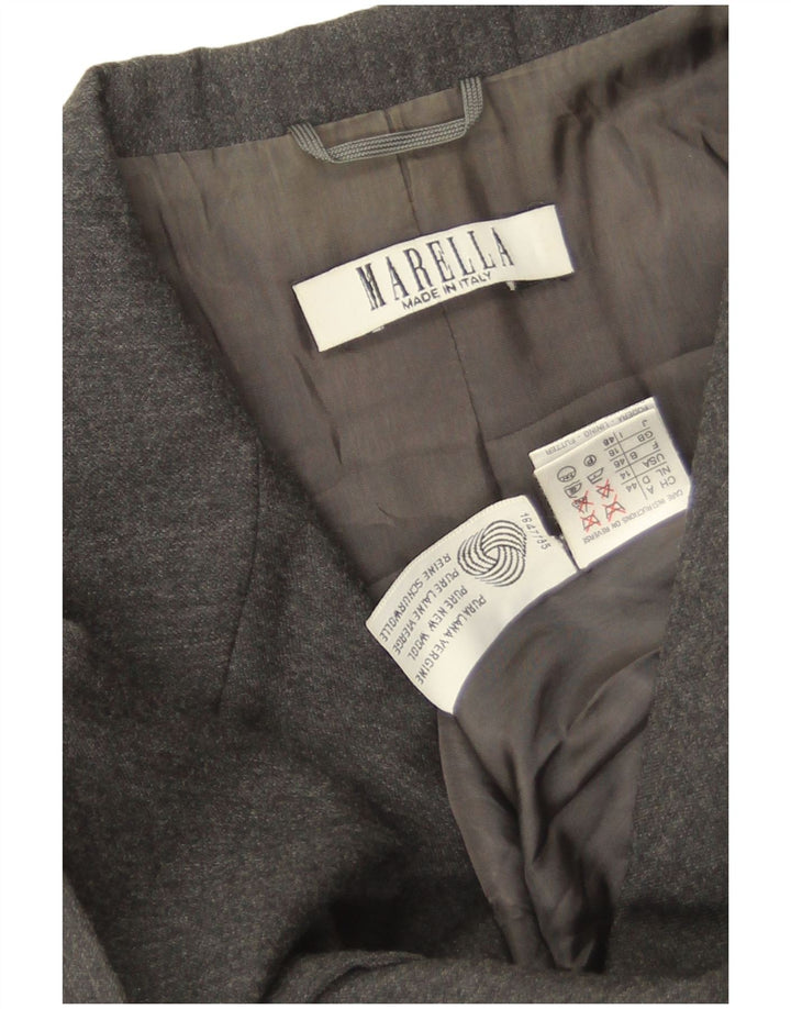 Jaqueta blazer feminina Marella com 3 botões UK 18 XL cinza nova lã