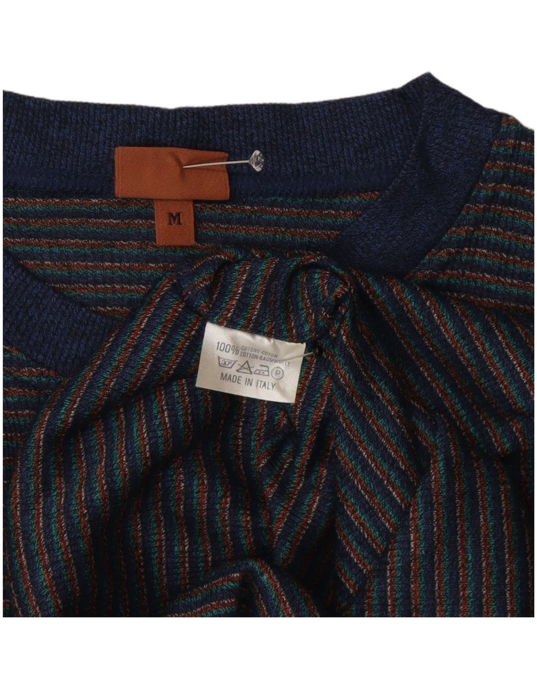 Camiseta masculina Missoni Top médio algodão listrado azul marinho