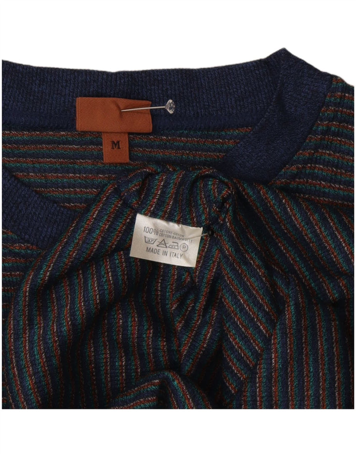 Camiseta masculina Missoni Top médio algodão listrado azul marinho