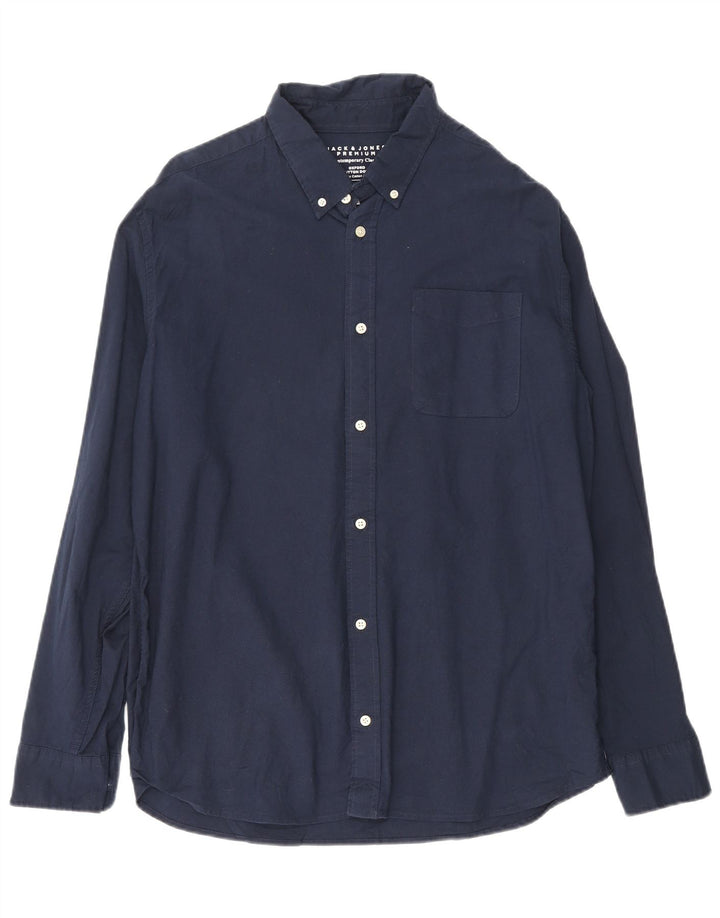 Camisa masculina JACK & JONES 2XL algodão azul marinho