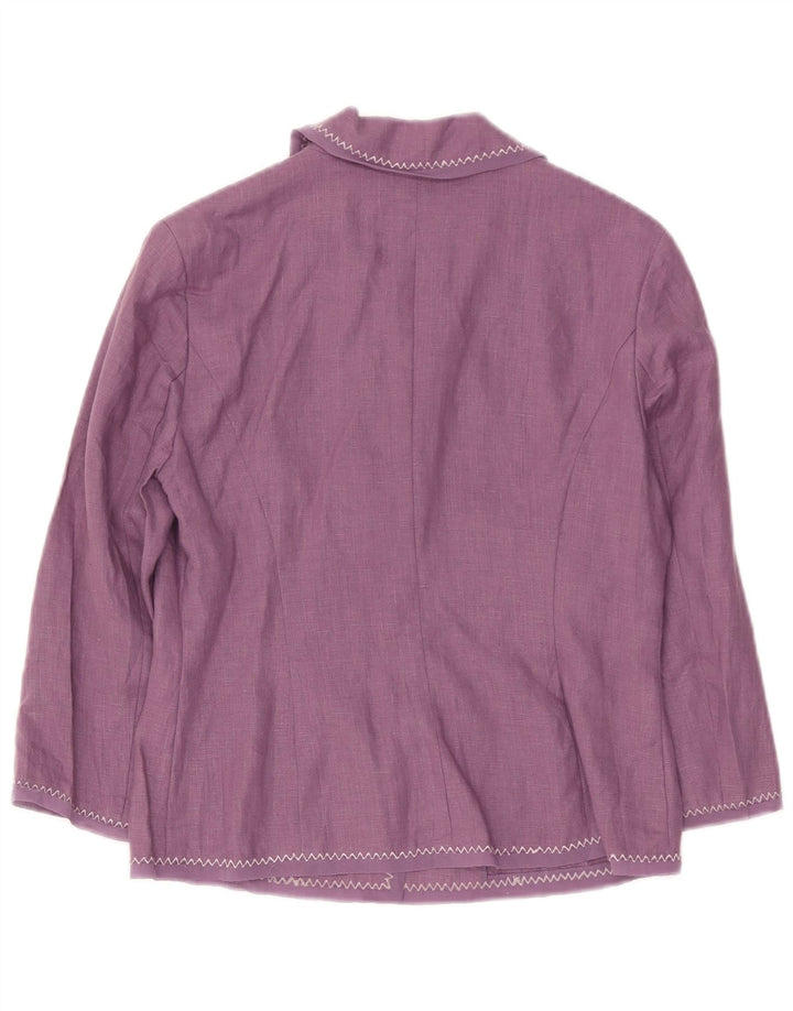 Jaqueta blazer feminina Laura Ashley com 3 botões Reino Unido 8 linho roxo pequeno