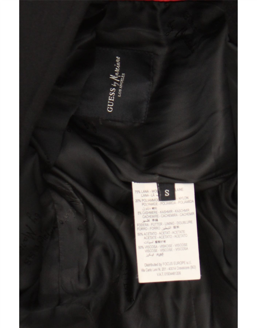 Sobretudo masculino Guess By Marciano UK 36 pequeno lã preta