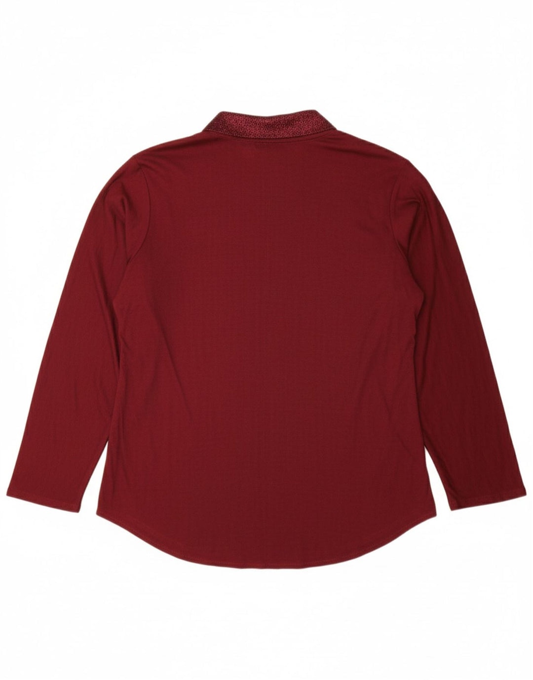 Top feminino VINTAGE de manga comprida UK 14 grande floral borgonha