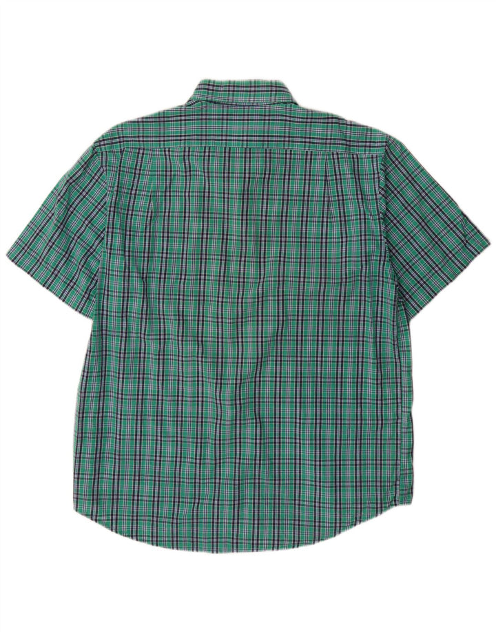 IZOD Camisa masculina de manga curta grande algodão xadrez verde