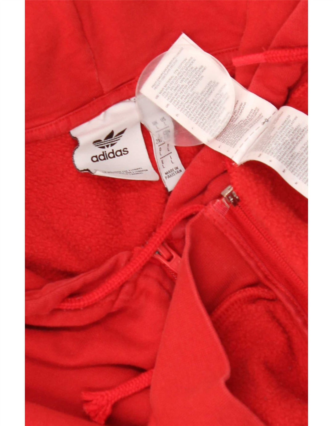 Adidas masculino zip moletom com capuz grande algodão vermelho