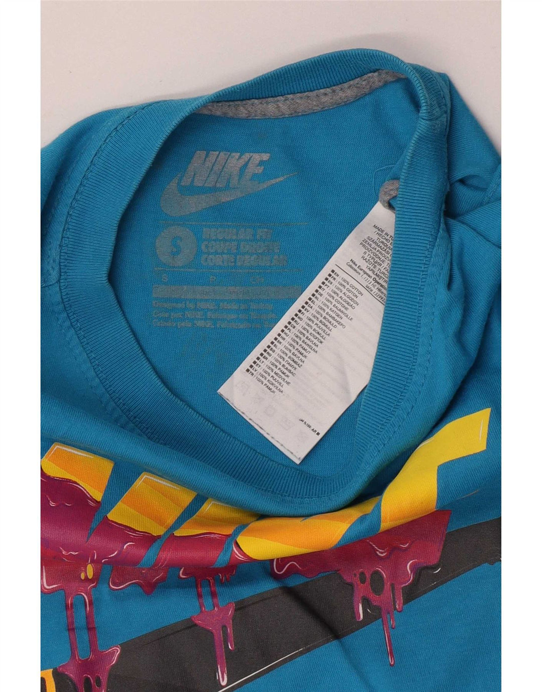 Camiseta Nike masculina regular fit gráfica top pequeno algodão azul