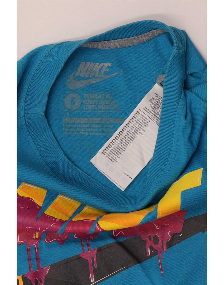 Camiseta Nike masculina regular fit gráfica top pequeno algodão azul