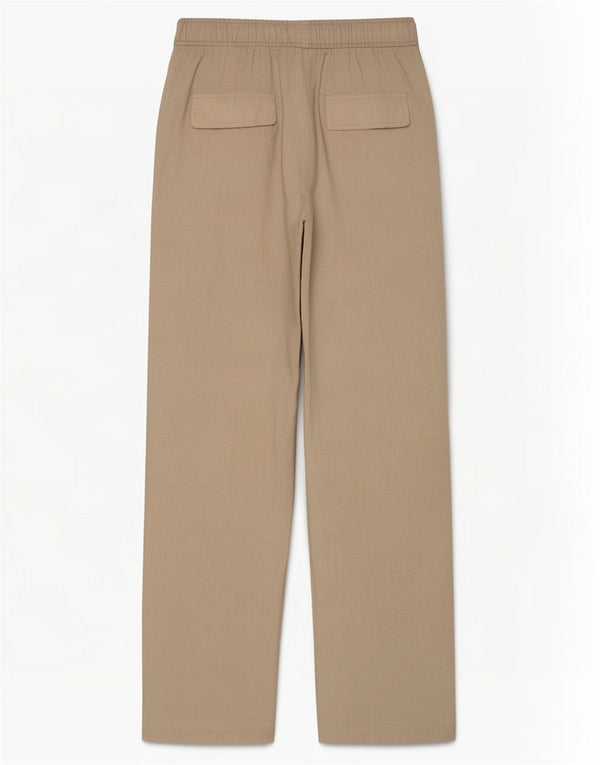 Zara Calça feminina cintura alta solta ajuste médio W28 L30 linho bege