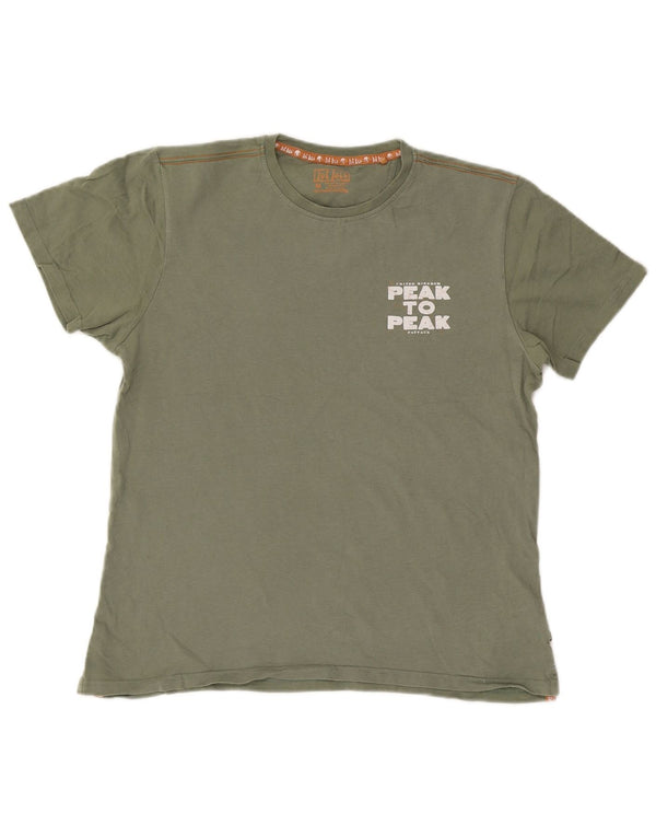 Camiseta gráfica masculina Fat Face Top algodão verde médio
