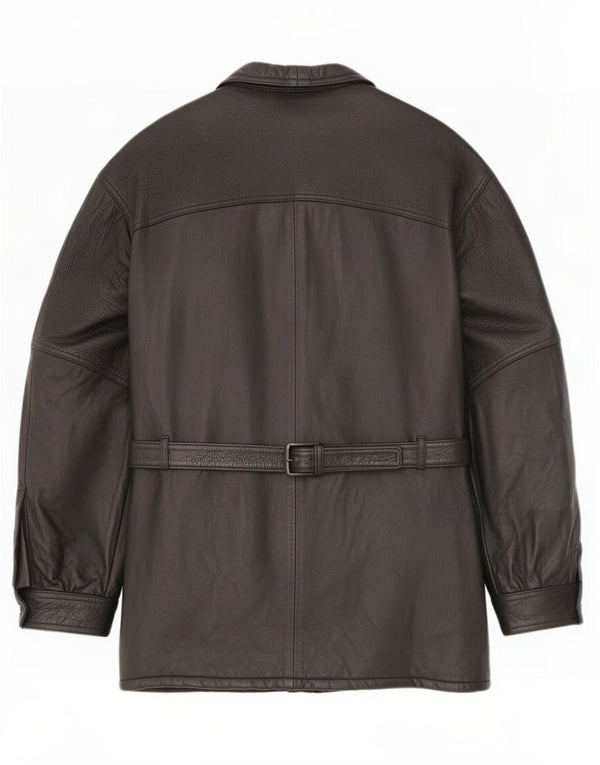Casaco de couro masculino vintage IT 54 2XL preto
