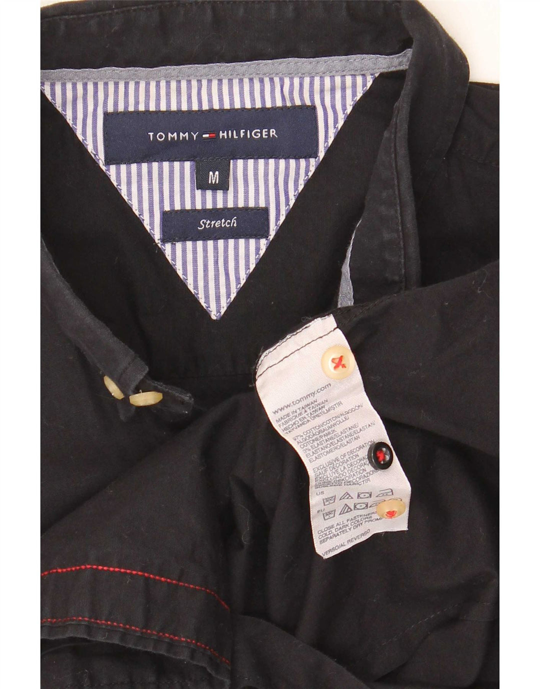 Tommy Hilfiger Camisa Stretch Masculina Médio Algodão Preto