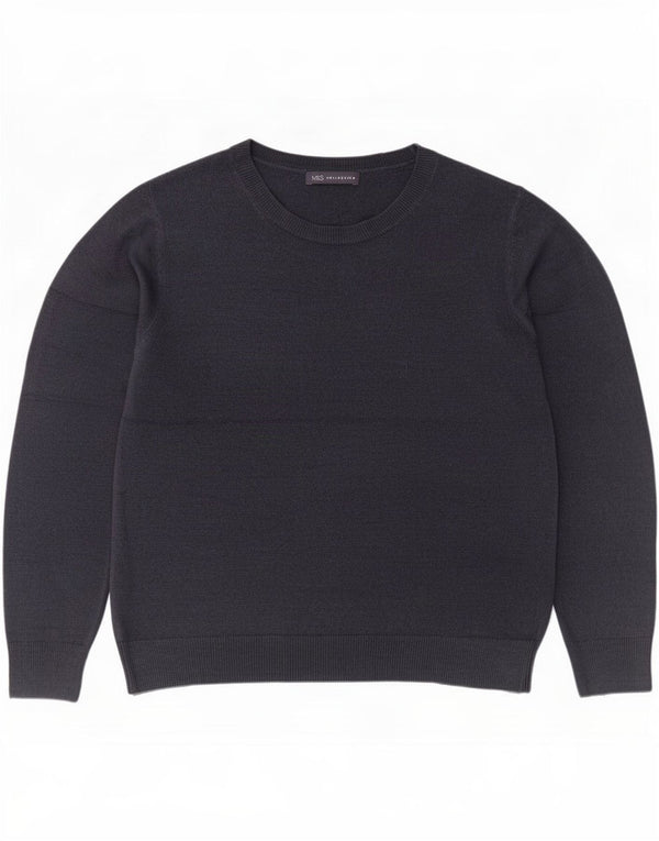 Suéter feminino Marks & Spencer com gola canoa Reino Unido 16 grande azul marinho